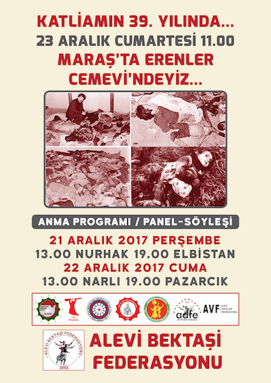 ABF: KATLİAMIN 39. YILINDA MARAŞ’TA ERENLER CEMEVİ’NDEYİZ…